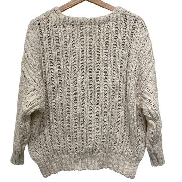 Free People Infinite V-Neck Sweater Chunky Cozy Cream Knit Women’s Size XS - Picture 2 of 14